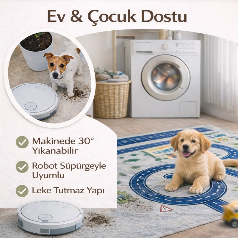 👉 CityRoad™ Yol Temalı Eğitici Oyun Halısı