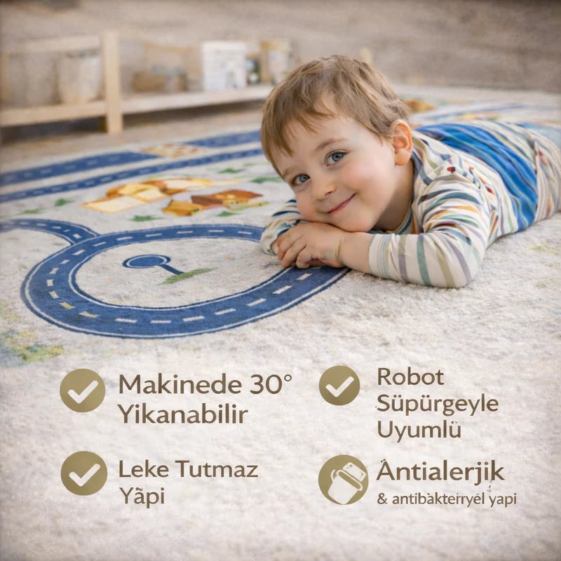 👉 CityRoad™ Yol Temalı Eğitici Oyun Halısı